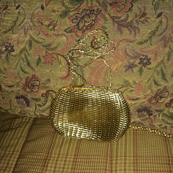 🌺GOLDTONE WOVEN Handbag - Picture 1 of 2